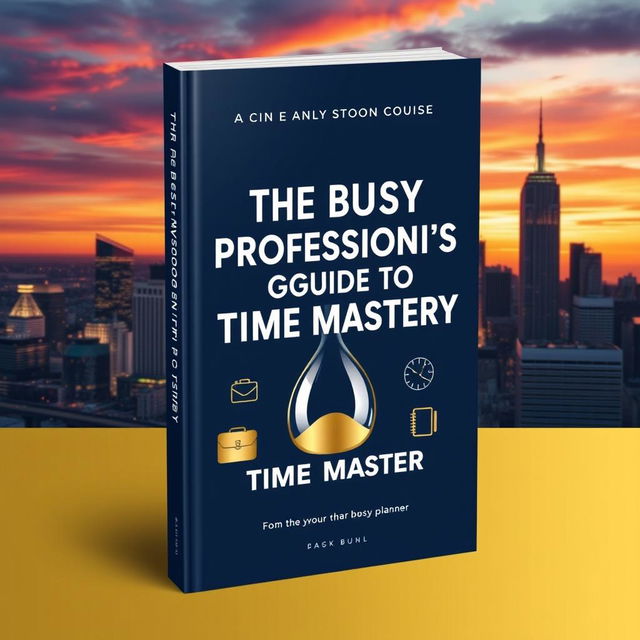 A sleek and modern book cover design titled 'The Busy Professional’s Guide to Time Mastery'