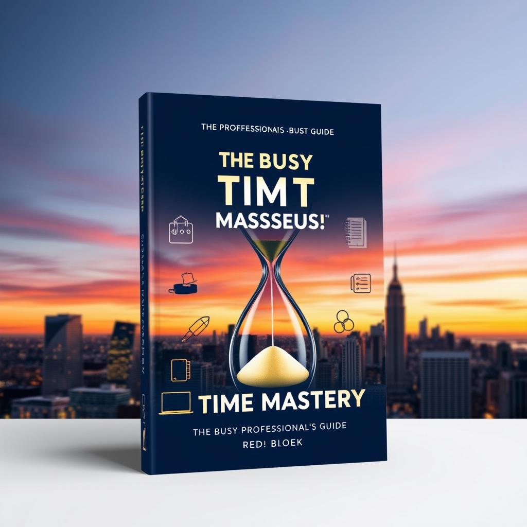 A sleek and modern book cover design titled 'The Busy Professional’s Guide to Time Mastery'