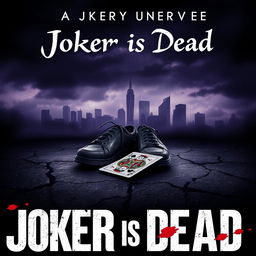 A captivating movie poster for the film titled 'Joker is Dead', featuring a dark and mysterious atmosphere
