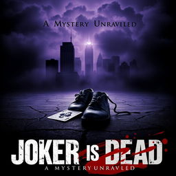 A captivating movie poster for the film titled 'Joker is Dead', featuring a dark and mysterious atmosphere