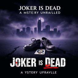 A captivating movie poster for the film titled 'Joker is Dead', featuring a dark and mysterious atmosphere