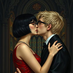 A gothic reinterpretation of Gustav Klimt's 'The Kiss'