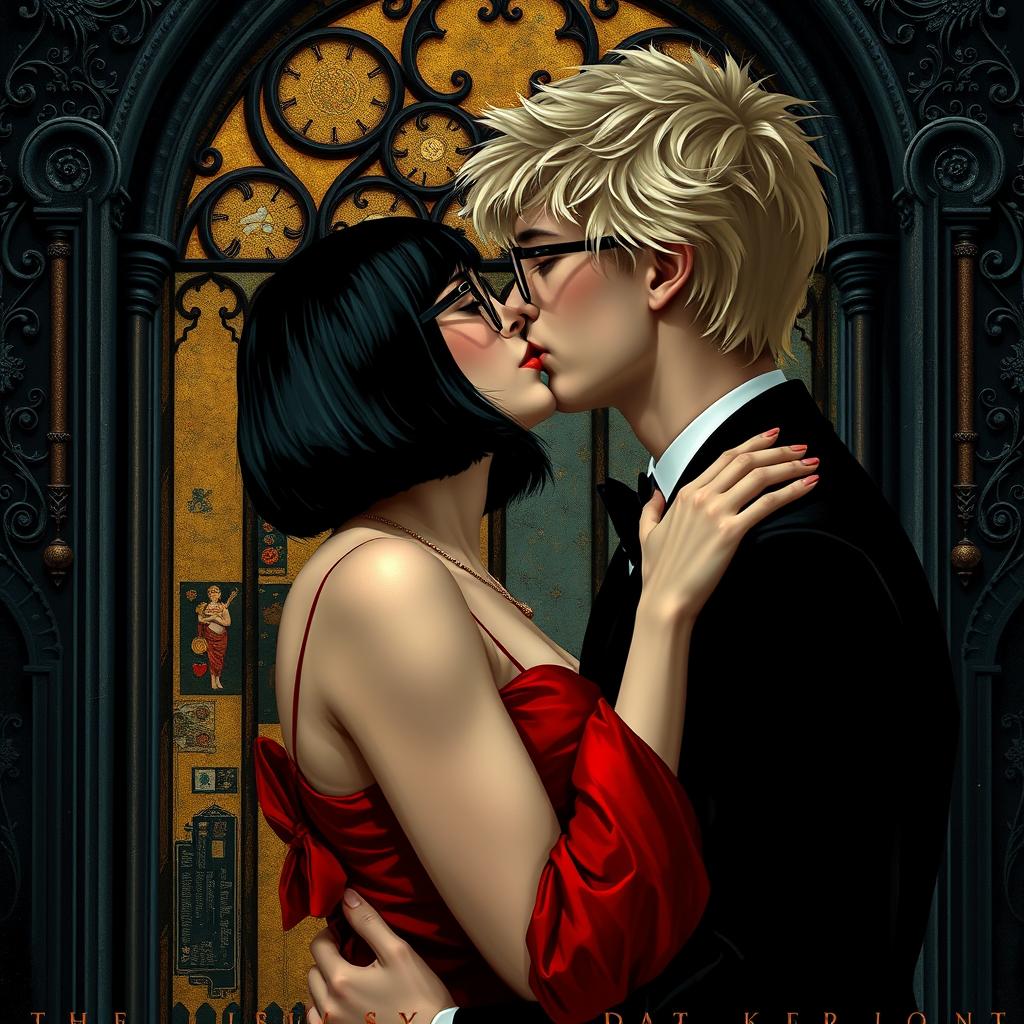 A gothic reinterpretation of Gustav Klimt's 'The Kiss'