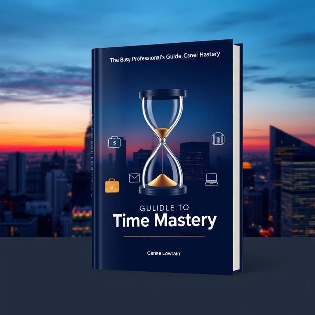 A sleek and modern book cover design titled 'The Busy Professional’s Guide To Time Mastery'