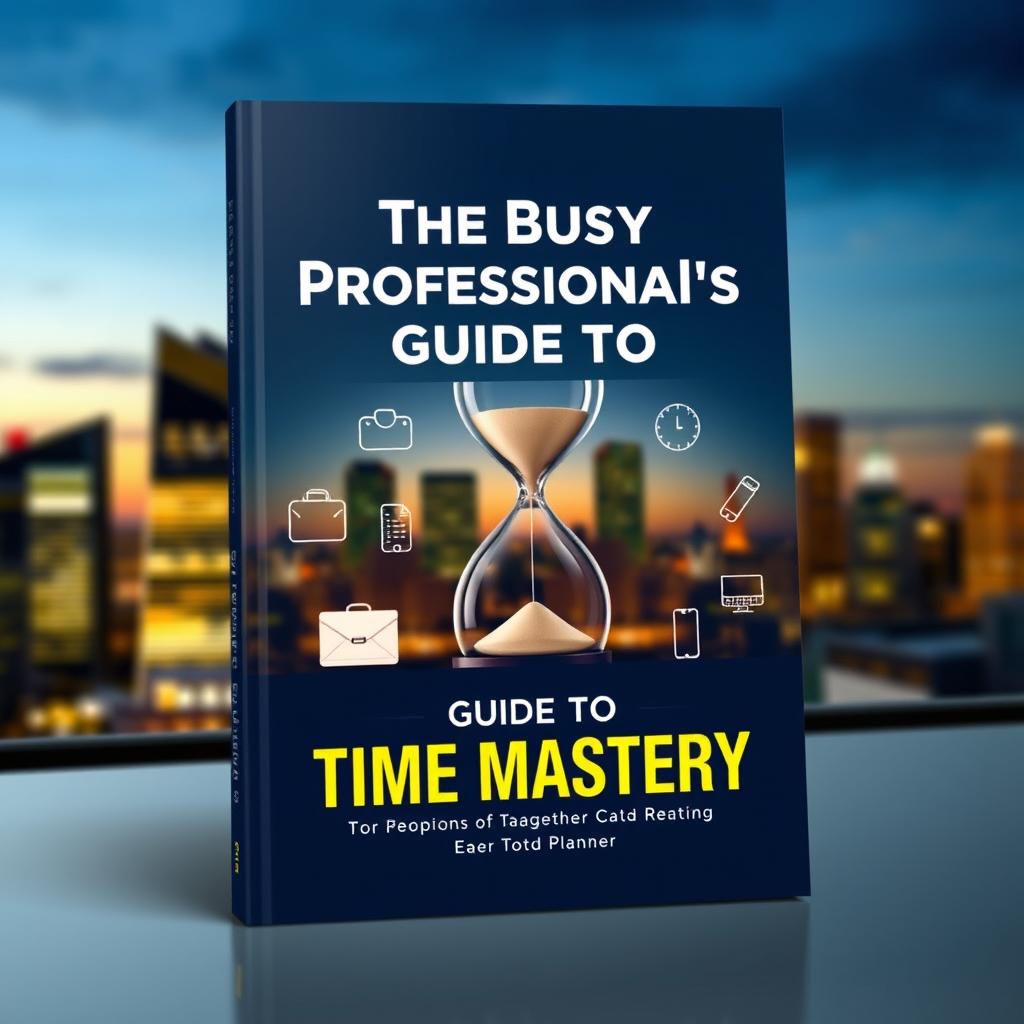 A sleek and modern book cover design titled 'The Busy Professional’s Guide To Time Mastery'