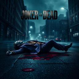Movie art cover for the film "Joker is Dead", depicting a dark, atmospheric scene set in Gotham City