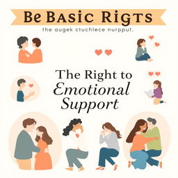 Create a vibrant and informative poster illustrating the basic rights in a relationship, focusing on 'The Right to Emotional Support'