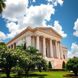 A breathtaking view of the Supreme Court building in the Philippines, showcasing its stunning neoclassical architecture with grand columns and intricate details