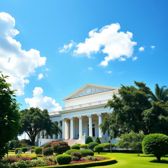 A breathtaking view of the Supreme Court building in the Philippines, showcasing its stunning neoclassical architecture with grand columns and intricate details