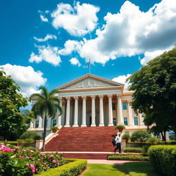 A breathtaking view of the Supreme Court building in the Philippines, showcasing its stunning neoclassical architecture with grand columns and intricate details