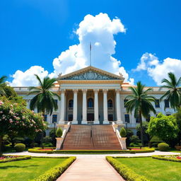 A breathtaking view of the Supreme Court building in the Philippines, showcasing its stunning neoclassical architecture with grand columns and intricate details