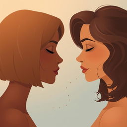 A serene illustration featuring two brown-skinned women facing each other