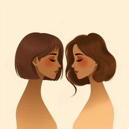 A serene illustration featuring two brown-skinned women facing each other