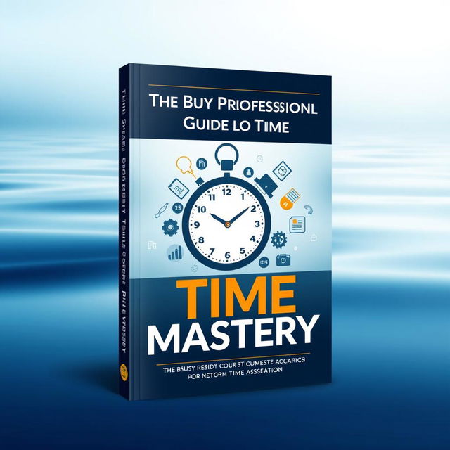 A sleek and modern book cover design titled 'The Busy Professional’s Guide To Time Mastery'