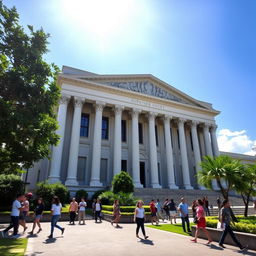 A stunning view of the Supreme Court of the Philippines, showcasing its majestic neoclassical architecture with grand columns and intricate details