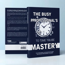 A sleek and modern book cover design titled 'The Busy Professional’s Guide To Time Mastery'