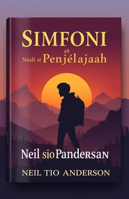 A stunning book cover design for a historical story titled "Simfoni Kehidupan Neil si Penjelajah" by the author "Neil Tio Anderson"