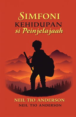 A stunning book cover design for a historical story titled "Simfoni Kehidupan Neil si Penjelajah" by the author "Neil Tio Anderson"
