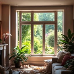 A sensual and captivating interior scene showcasing an elegant and modern replacement window design