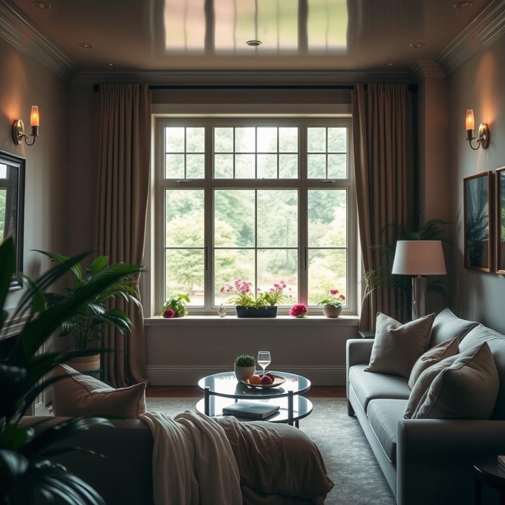 A sensual and captivating interior scene showcasing an elegant and modern replacement window design