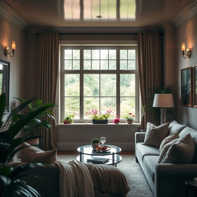 A sensual and captivating interior scene showcasing an elegant and modern replacement window design