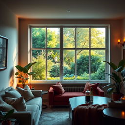 A sensual and captivating interior scene showcasing an elegant and modern replacement window design