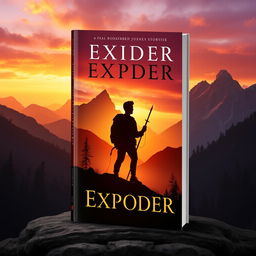 A stunning book cover design for a historical story featuring a striking silhouette of a young explorer in a scenic landscape with mountains and forests, suggesting adventure and exploration