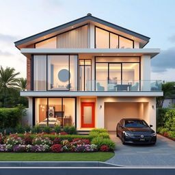 A beautiful two-story house showcasing modern architecture