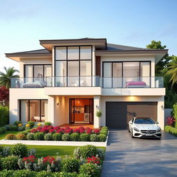 A beautiful two-story house showcasing modern architecture