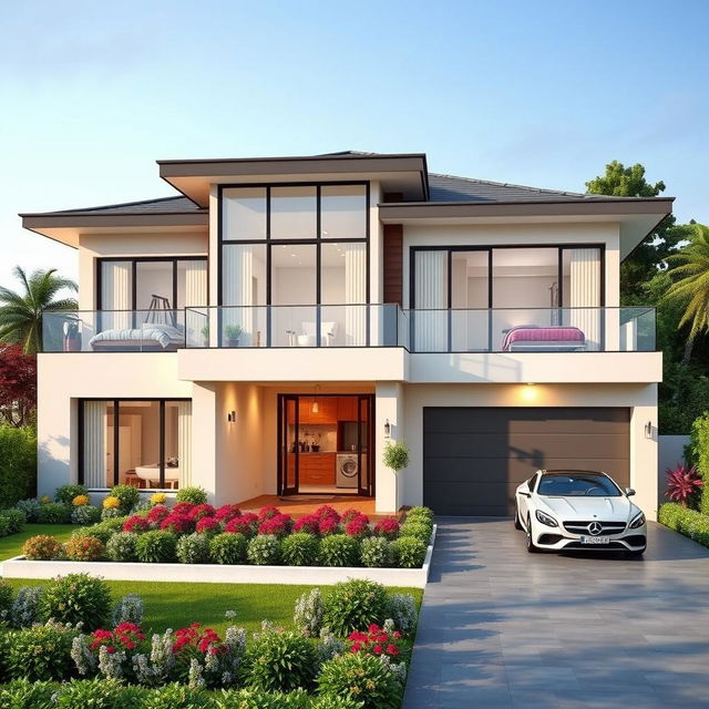 A beautiful two-story house showcasing modern architecture