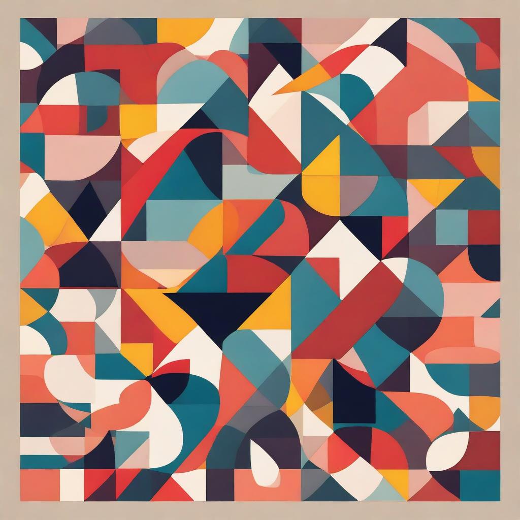 A high-quality digital art piece displays a collection of geometric shapes