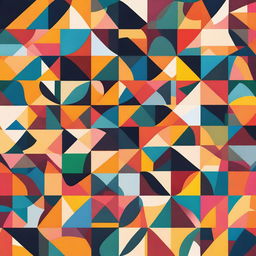 A high-quality digital art piece displays a collection of geometric shapes
