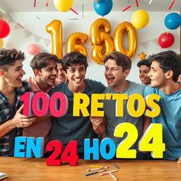 A lively scene depicting a group of male teenagers eagerly choosing their roles for a fun challenge