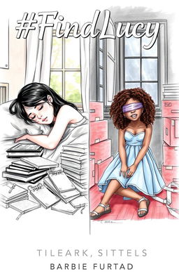 A professional sketch with fine tracing featuring two girls, one on each side of the image