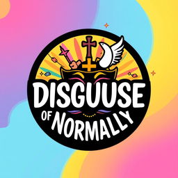 A vibrant and engaging logo for a Christian youth event, themed 'The Disguise of Normality'
