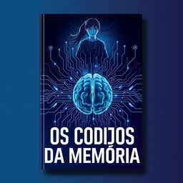 A futuristic and enigmatic book cover for 'Os Códigos da Memória'