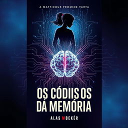 A futuristic and enigmatic book cover for 'Os Códigos da Memória'