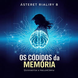 A futuristic and enigmatic book cover for 'Os Códigos da Memória'