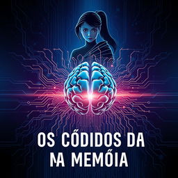 A futuristic and enigmatic book cover for 'Os Códigos da Memória'