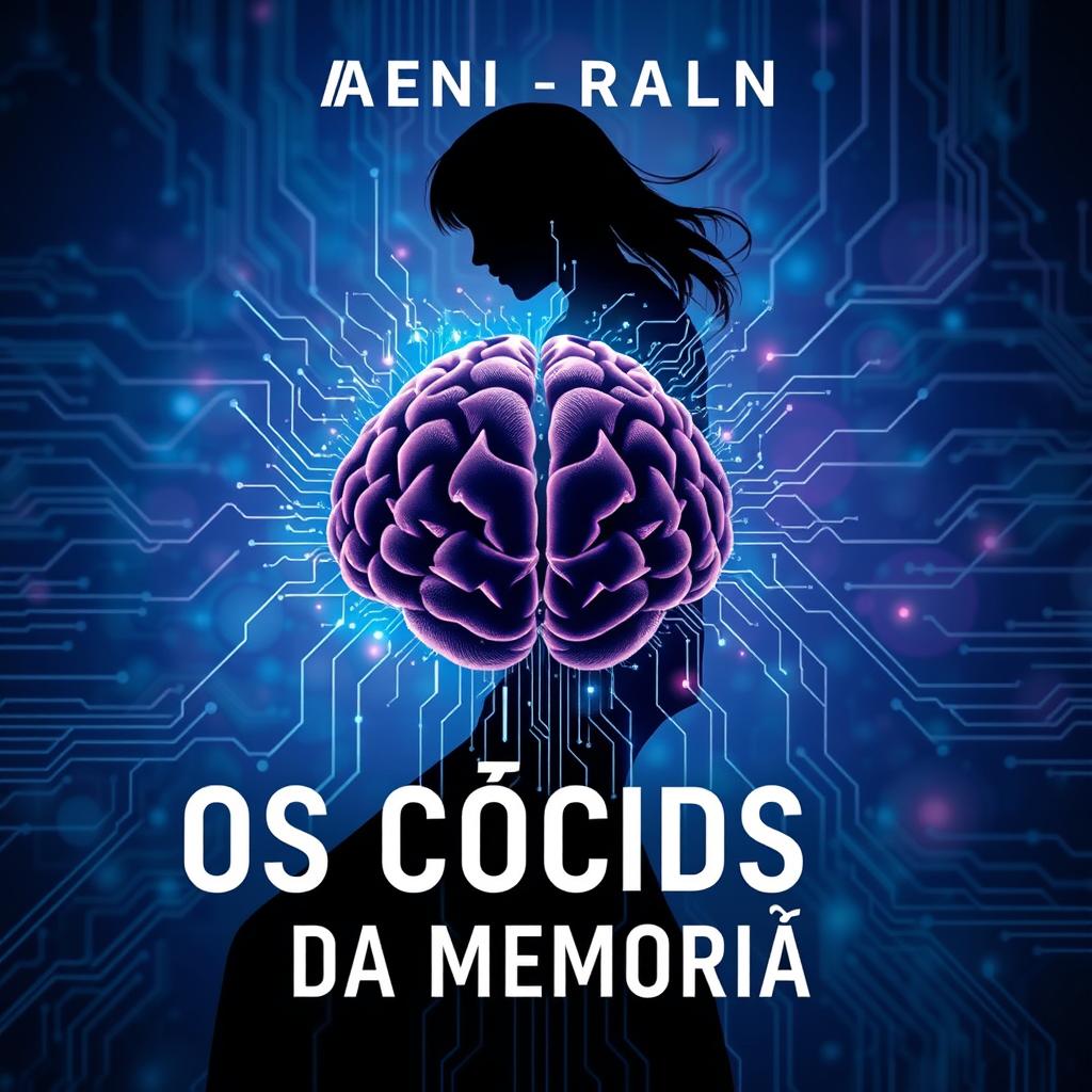 A futuristic and enigmatic book cover for 'Os Códigos da Memória'