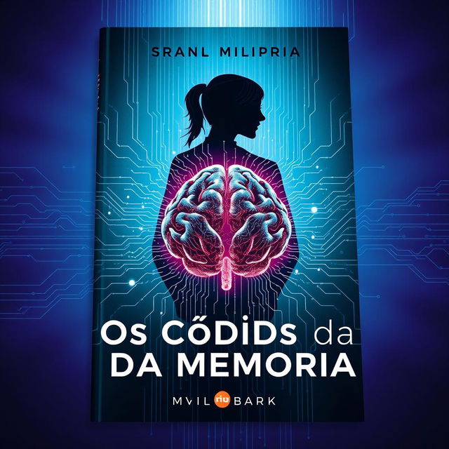 A futuristic and enigmatic book cover for 'Os Códigos da Memória'