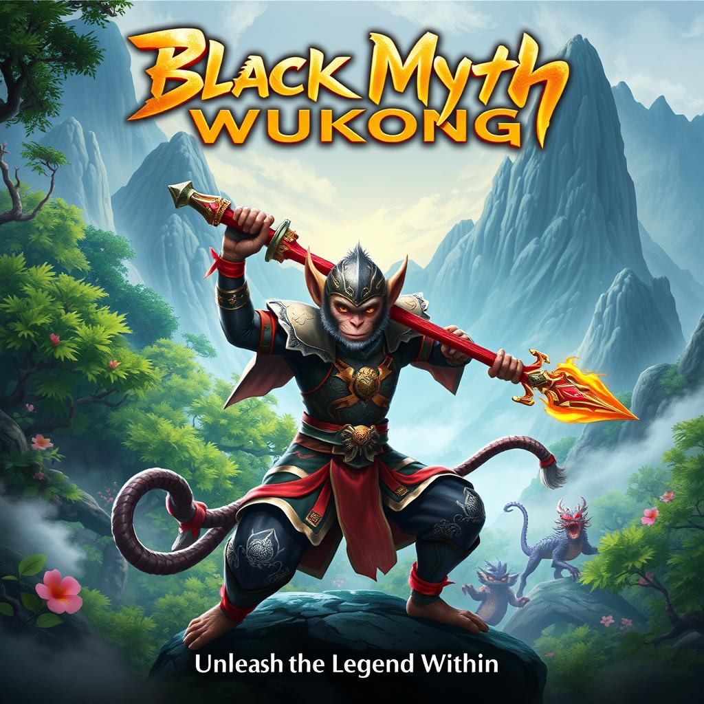 A vibrant and captivating poster for the game 'Black Myth: Wukong'