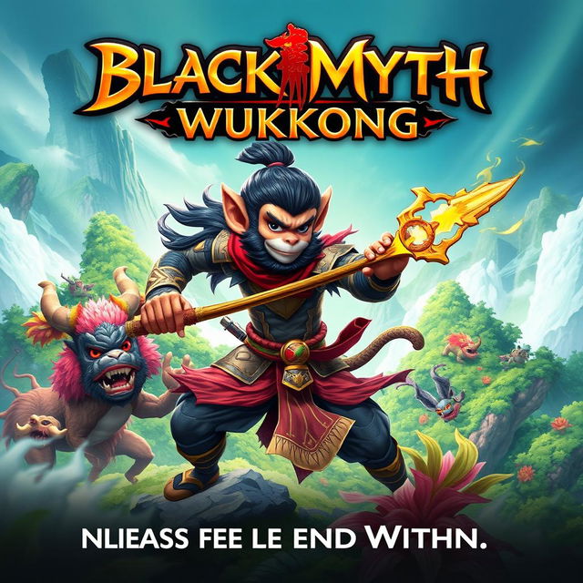 A vibrant and captivating poster for the game 'Black Myth: Wukong'