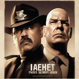 A gritty, high-resolution poster for a police drama show, featuring a stern sheriff and a bald, menacing criminal