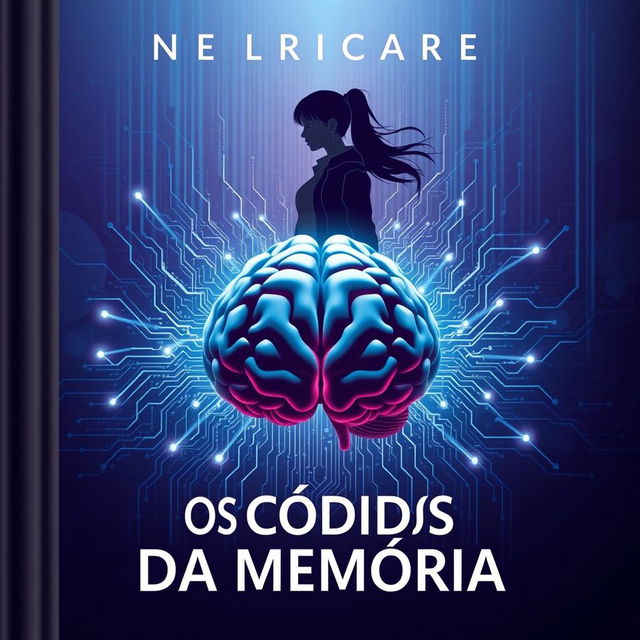 A futuristic and enigmatic book cover for 'Os Códigos da Memória'