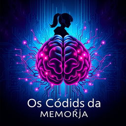 A futuristic and enigmatic book cover for 'Os Códigos da Memória'