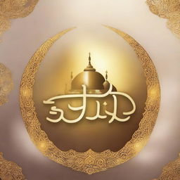 A high-resolution digital art image depicts the word 'ABEER' in large, precise, and clear font, set against a backdrop of a silver and gold mosque, a golden Ramadan lantern, and a golden crescent