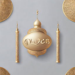 A high-resolution digital art image depicts the word 'ABEER' in large, precise, and clear font, set against a backdrop of a silver and gold mosque, a golden Ramadan lantern, and a golden crescent