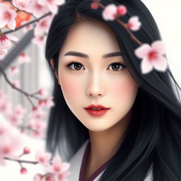 A tasteful artistic portrait of a Japanese woman, featuring soft and natural lighting
