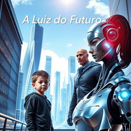A futuristic cityscape, rebuilt with advanced technology, featuring a sleek skyline with shimmering buildings in blue, white, and silver